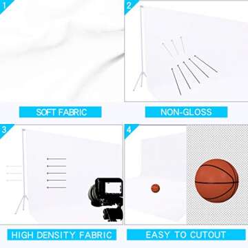 ISSUNTEX 6X9 ft Background Polyester Backdrop, Photo Studio, Collapsible High Density Screen for Video Photography and Television-White