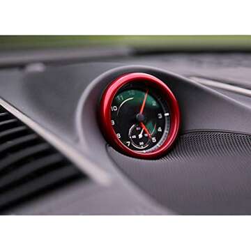 Ramecar Dashboard Center Clock Surrounding Compass Cover Aluminum Ring Emblem Sticker for Porsche 91...