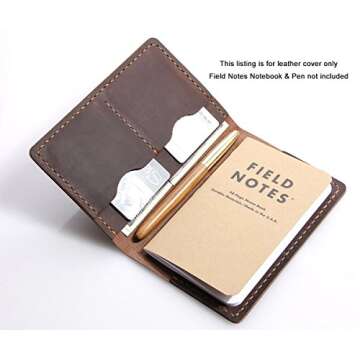 Leather Journal Cover for Field Notes, Notebook Cover for Moleskine Cahier, Handmade Vintage Leather Cover for 3.5" x 5.5" Notebooks, Brown