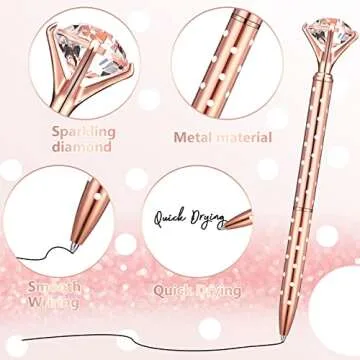 Leinuosen 50 Pieces Bridal Shower Crystal Diamond Pens Bulk Wedding Bling Ballpoint Pen with Diamond on Top for Women Girls School Office Supplies Gifts