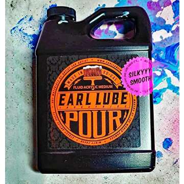 Earl Lube Pour Fluid Pouring Medium 32oz Bottle - Artist/Professional-Quality, Clear, Matte-Drying and Leveling Acrylic Pouring Medium