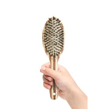 Olivia Garden Healthy Hair Eco-Friendly Bamboo Ionic Paddle Hair Brush (Combo)