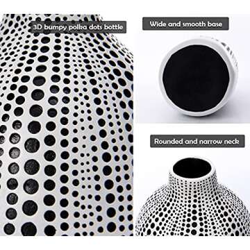 Quoowiit Black and White Vase, Decorative Vase for Home Office Decor, Decorations for Living Room Bedroom Dinning Table Decor, Wedding Centerpiece, Housewarming Gifts-White Short