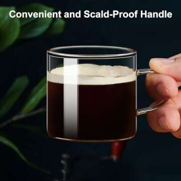 gegewawa Espresso Cups Set of 2, Expresso Shots Cup 4.3 OZ, High Borosilicate Espresso Shot Glass with Handle, Espresso Machine Accessories