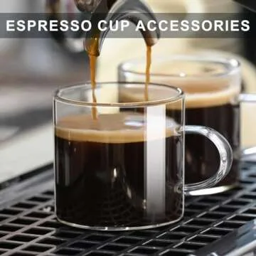 gegewawa Espresso Cups Set of 2, Expresso Shots Cup 4.3 OZ, High Borosilicate Espresso Shot Glass with Handle, Espresso Machine Accessories