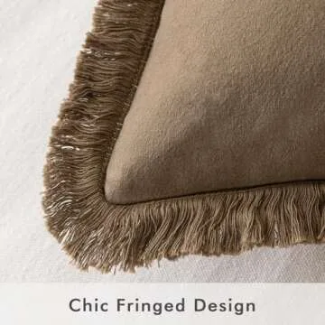 MIULEE Throw Pillow Covers Boho Farmhouse 24x24 Set of 2 Decorative Brown Couch with Fringe Chic Cot...