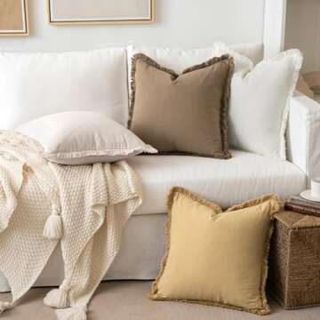 MIULEE Boho Farmhouse Throw Pillow Covers Set of 2