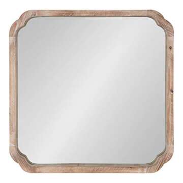 Kate and Laurel Marston Rustic Square Wall Mirror, 24" x 24", Natural Wood, Decorative Farmhouse-Ins...
