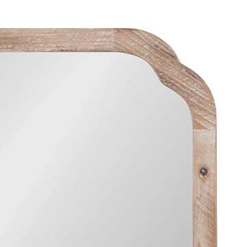 Kate and Laurel Marston Rustic Square Wall Mirror, 24" x 24", Natural Wood, Decorative Farmhouse-Inspired Wood Wall Decor