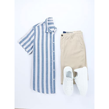JMIERR Stylish Short Sleeve Button-Up Shirt for Men