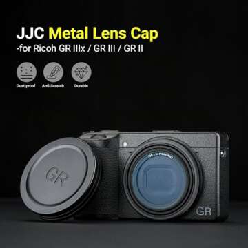 JJC Aluminum Lens Cap Cover Protector for Ricoh GR IIIx GR IIIx HDF GR3x HDF GR III GR III HDF GR3 HDF GR II GR2 with Soft EVA Interior -Black