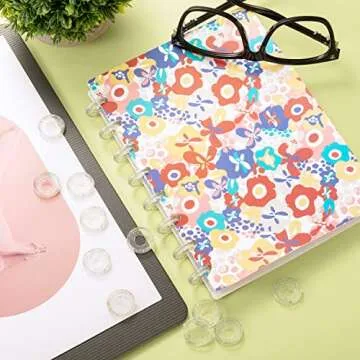 120 Pieces Plastic Heart Book Binding Discs Discbound Expansion Discs Binder Rings for DIY Notebooks Planners (Clear with Sequins)