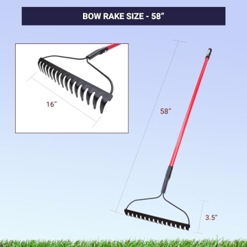 Bully Tools 92309 16-Inch Bow Rake Fiberglass Handle Steel Tines