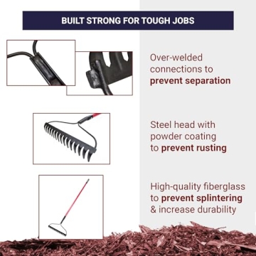 Bully Tools 92309 16-Inch Bow Rake Fiberglass Handle Steel Tines