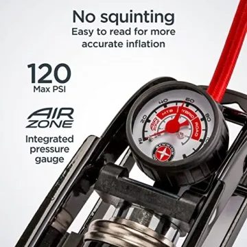 Schwinn High Pressure Foot Pump with Air Gauge and Dual Valve