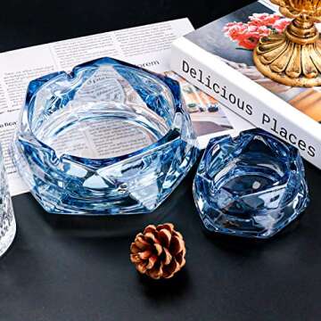 Glass Ashtray for Cigarettes, Tabletop Ashtray and Modern Decoration for Home Office Bar Restaurant Indoor Outdoor (Orange Small Size)