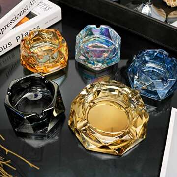 Glass Ashtray for Cigarettes, Tabletop Ashtray and Modern Decoration for Home Office Bar Restaurant Indoor Outdoor (Orange Small Size)