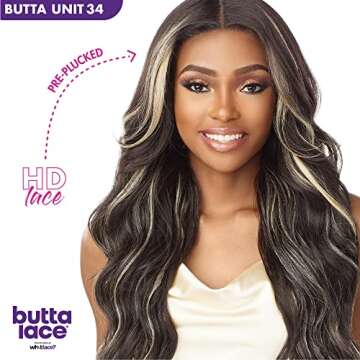 Sensationnel Butta lace wigs - unit 34 extra wide 5 inch deep parting synthetic preplucked hairline ...
