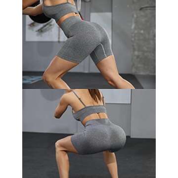 SPICE UNION Workout Shorts Womens for Running Yoga Biker Gym High Waist Spandex Ribbed Seamless Athletic Leggings(S010M-hehuilv)