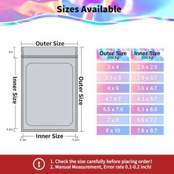 100 Pieces Resealable Smell Proof Bags - 4 x 6 Inches Foil Pouch Bags， Flat Clear Ziplock Food Sto...