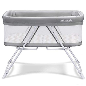 miclassic Portable All Mesh Rocking Bassinet for Newborns