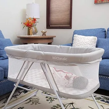 miclassic Portable All Mesh Rocking Bassinet for Newborns