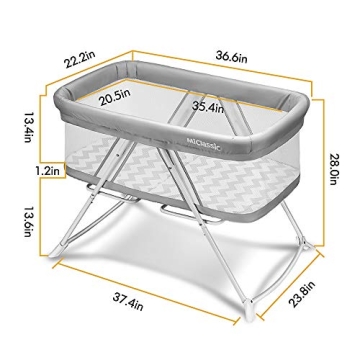 miclassic Portable All Mesh Rocking Bassinet for Newborns
