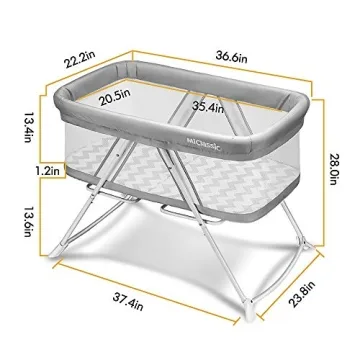 miclassic Portable All Mesh Rocking Bassinet for Newborns