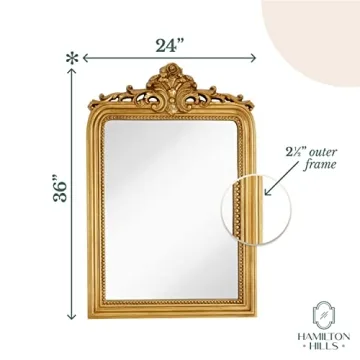 Hamilton Hills 24x36 Vintage Gold Baroque Wall Mirror