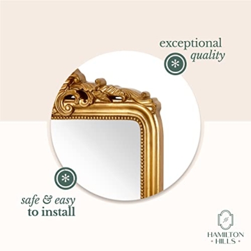 Hamilton Hills 24x36 Vintage Gold Baroque Wall Mirror