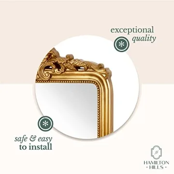 Hamilton Hills 24x36 Vintage Gold Baroque Wall Mirror