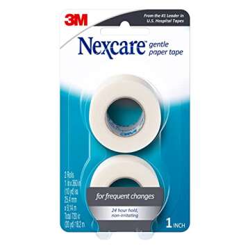 Nexcare Gentle Paper Tape, Medical Paper Tape, Secures Dressings and Lifts Away Gently - 1 In x 10 Yds, 2 Rolls of Tape