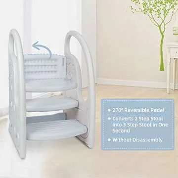 Toddler 3 Step Stool Onasti Kids Standing Tower for Toddlers Plastic Learning Helper Stool for Kitch...