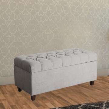 Homepop Home Decor | Tufted Ainsley Button Storage Ottoman Bench with Hinged Lid | Ottoman Bench wit...