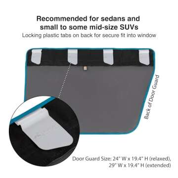 Kurgo Car Door Guard and Shade for Dogs, Dog Scratch Guard for Cars, Car Window Shield for Pets, Locking Plastic Tabs, Quick Installation, Storage Pockets, Heather Grey