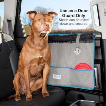 Kurgo Car Door Guard and Shade for Dogs, Dog Scratch Guard for Cars, Car Window Shield for Pets, Locking Plastic Tabs, Quick Installation, Storage Pockets, Heather Grey