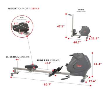 Sunny Health & Fitness Multifunction Premium Magnetic Indoor Rowing Machine - SF-RW5941
