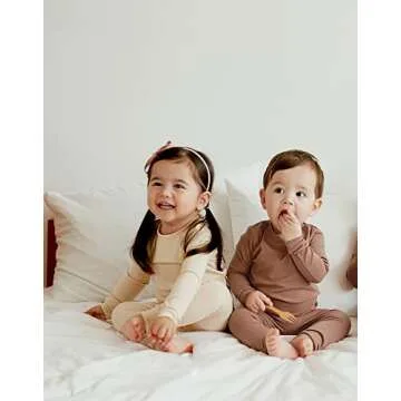 VAENAIT BABY Kids Toddler Cotton Sleepwear Pajama Pjs 2pcs Set Basic Ivory L