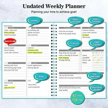 Planner, Asten Undated Weekly Planner Goal Planner Notebook, To Do List Planners Spiral Planner for ...
