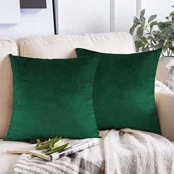 20x20 Throw Pillow Covers Set of 2 Emerald Dark Green Velvet Decor Xmas Cushion Cases Decorative Home Christmas Decoration for Car Couch Sofa Bedroom Office