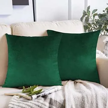 20x20 Throw Pillow Covers Set of 2 Emerald Dark Green Velvet Decor Xmas Cushion Cases Decorative Home Christmas Decoration for Car Couch Sofa Bedroom Office