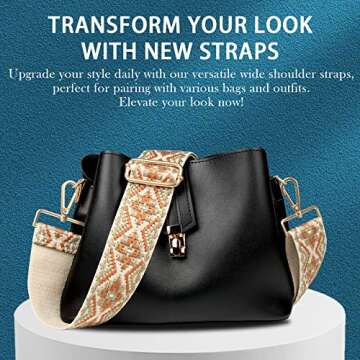 weiwei Purse Strap Crossbody Universal Guitar Strap Purse 2" Bag Straps Replacement Crossbody Retro Jacquard Shoulder Straps for Women's Handbag