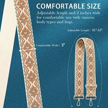 weiwei Purse Strap Crossbody Universal Guitar Strap Purse 2" Bag Straps Replacement Crossbody Retro Jacquard Shoulder Straps for Women's Handbag