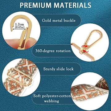 weiwei Purse Strap Crossbody Universal Guitar Strap Purse 2" Bag Straps Replacement Crossbody Retro Jacquard Shoulder Straps for Women's Handbag