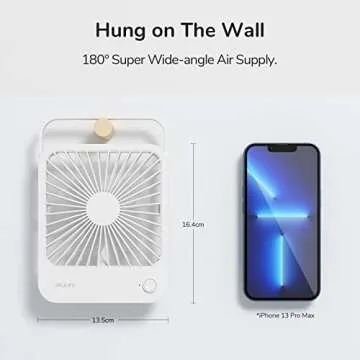 JISULIFE Small Desk Fan Battery Operated, 180° Foldable Portable Fan, 4 Speeds Adjustable Ultra Quiet for Home Office Travel Outdoor-White