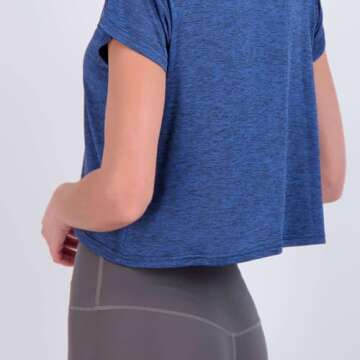 Real Essentials 5 Pack: Womens Crop Top High Waist Quick Dry Fit Active Wear Yoga Workout Athletic Running Gym Exercise Ladies Short Sleeve Crew Neck Moisture Wicking Tees T-Shirt Summer - Set 4, L