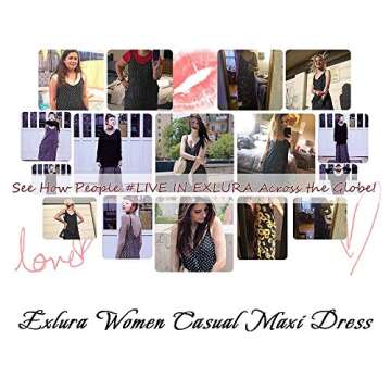 EXLURA Women Casual Boho Plus Size Summer Maxi Dresses Polka Dot/Floral Printed Adjustable Strappy Dress with Pockets