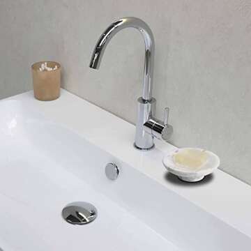 WORHE Natural Marble Soap Dishes, Italy Stone Sponge Holder for Bathroom Tub Shower Kitchen Sink, Handcraft Soap Case Organizer Trinket Plate Jewelry Tray for Home Decor Color White (DL004)