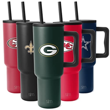 Simple Modern Officially Licensed NFL 40oz Tumbler with Handle and Straw Lid | Football Thermos Gift...