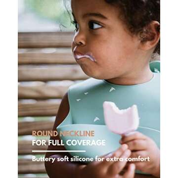 Nightingale Silicone Baby Bibs for Babies and Toddlers Set of 2 - Waterproof, Adjustable, Soft, Silicone Baby Bibs with Pocket Stops Stains - Feeding Bib for Girls or Boys - Cosmos/Nightingale